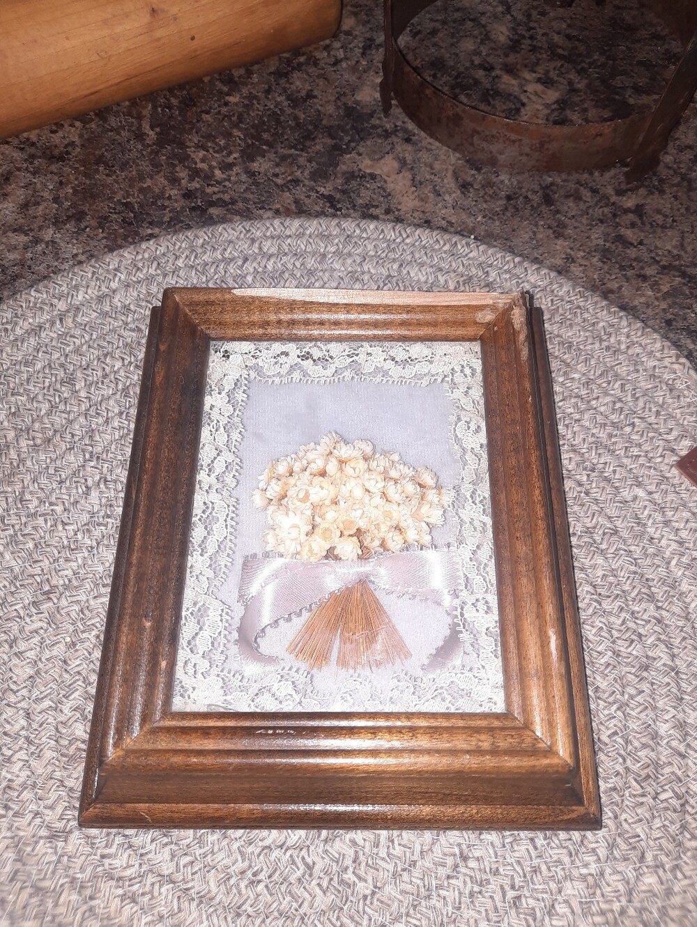 Rustic Brown Wood Framed Dried Floral Wall Accent - Home Accents
